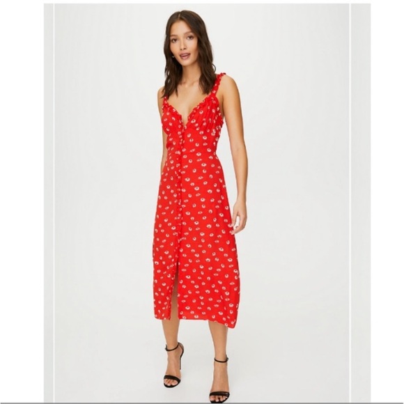 Wilfred Dresses & Skirts - Aritzia Wilfred Red Floral Midi Dress